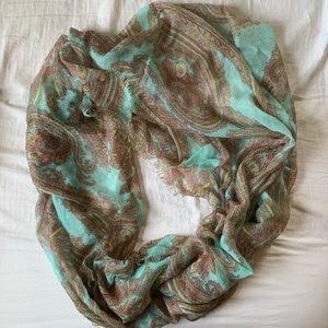 blue and tan paisley scarf